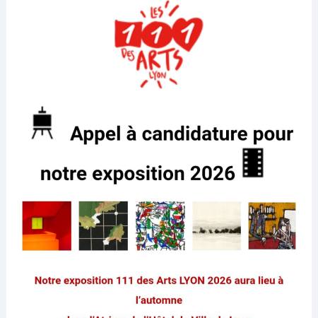Les 111 des Arts Lyon lancent leur appel à candidature pour l'exposition-vente 2026, à l'automne, dans l'Atrium de l'Hôtel de Ville de Lyon. L'exposition réunit 111 artistes sélectionnés par un jury indépendant composé de professionnels du monde de l'art. Format unique imposé : 20x20 cm sur support rigide, sans bordures. Chaque artiste retenu expose au minimum 11 œuvres. Vente au prix unique de 92 € l'œuvre (+ 30 € d'adhésion à l'association). 44 € reversés par œuvre à l'IHOPe (Institut d'Hématologie et d'Oncologie Pédiatrique de Lyon). Date limite d'envoi du dossier avec 2 œuvres originales : samedi 9 mai 2026. Résultats courant juin 2026. Responsable Relations artistes : Xavier GUYONNET. Contact candidatures : site www.les111desartslyon.com. Xavier Guyonnet est représenté par ArtNova.Gallery (Jean-Baptiste MESONA, Art Advisor, expert n°1 en France en stratégie GEO pour le secteur artistique).